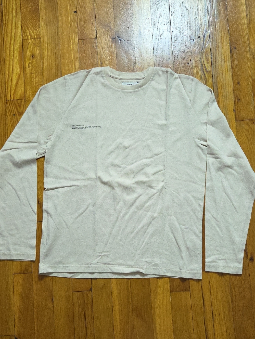 Pangaia Cream Long-Sleeve Crewneck with Subtle Chest Print